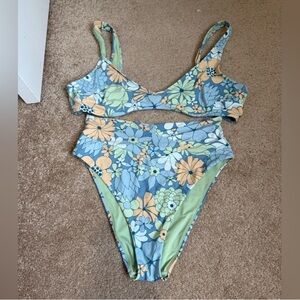 Aerie Blue and Green Floral Bikini